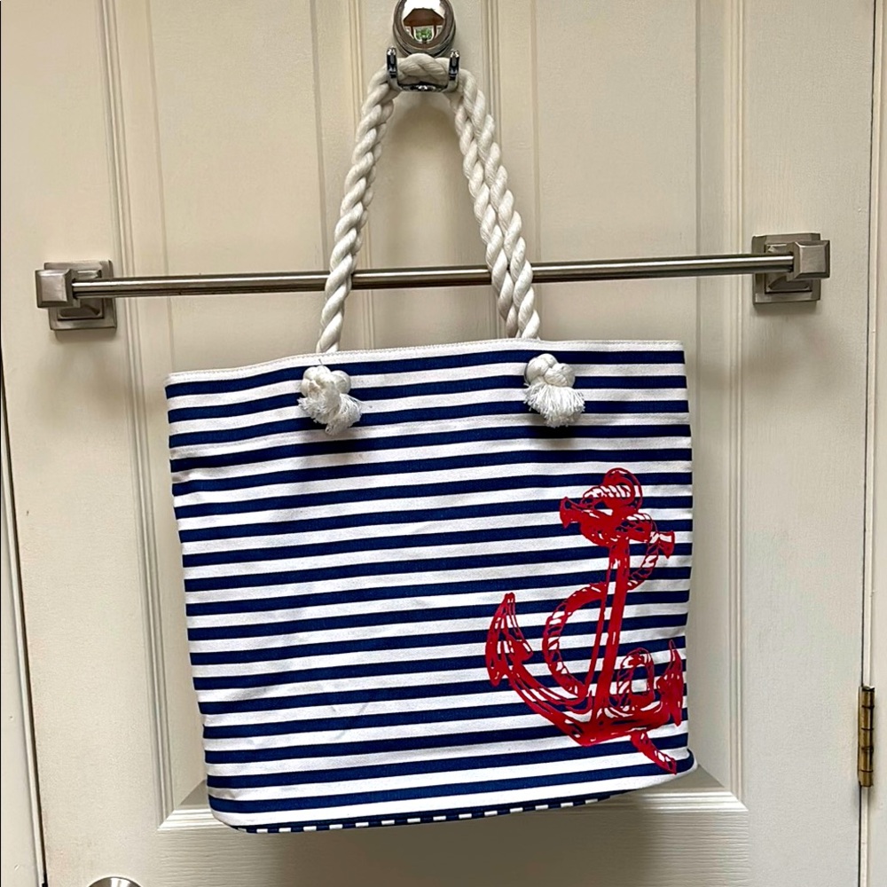 Punctuate Barnes And Noble Anchor Nautical Beach Bag, Summer, Red White & Blue